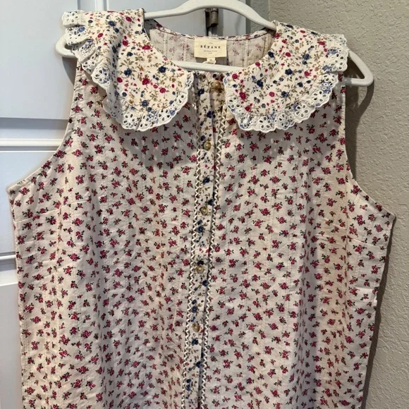 Sezane Susan Blouse Patchwork Mini Fleurs - Size 46 - Picture 6 of 9